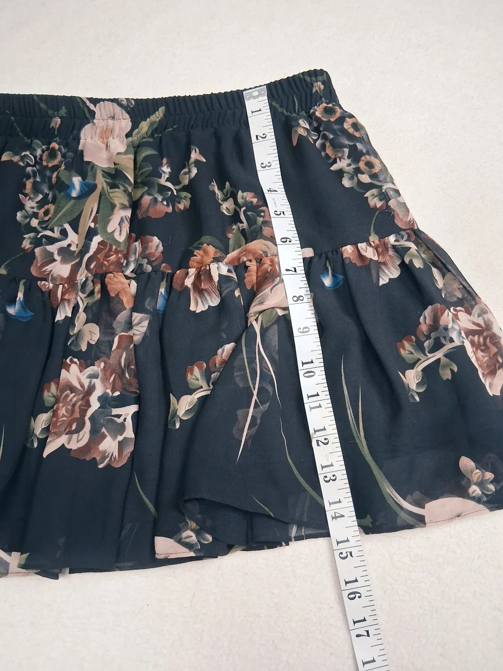 Garage Black Floral Skater Skirt with Pink and Green Details - Picture 3 of 6